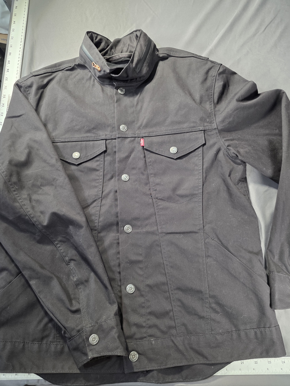 Levi's Biker Commuter Jacket Men's XL Black Hidden Hood Reflective Commuter Coat - Picture 12 of 16